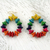 Wood dangle earrings, 'Joyous Celebration' - Colorful Fair Trade Beaded Wood Dangle Earrings from Ghana (image 2) thumbail