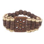 Wood stretch bracelet, 'Kumasi Blossom' - Eco Friendly Ghana Artisan Crafted Wood Stretch Bracelet