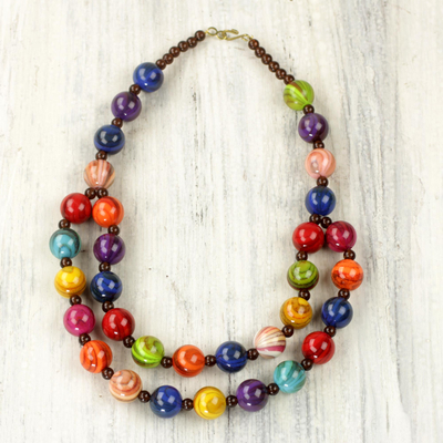 Recycled beaded plastic necklace, Carnival Flair