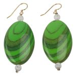 Upcycled dangle earrings, 'Rustic Love in Green' - Hand Crafted Upcycled Plastic Dangle Earrings in Green