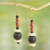 Agate and wood beaded earrings, 'Stay with Me' - Red Agate and Wood Beaded Earrings Artisan Crafted Jewelry (image 2) thumbail