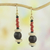 Agate and wood beaded earrings, 'Stay with Me' - Red Agate and Wood Beaded Earrings Artisan Crafted Jewelry (image 2b) thumbail