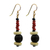Agate and wood beaded earrings, 'Stay with Me' - Red Agate and Wood Beaded Earrings Artisan Crafted Jewelry (image 2d) thumbail