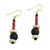 Agate and wood beaded earrings, 'Stay with Me' - Red Agate and Wood Beaded Earrings Artisan Crafted Jewelry (image 2e) thumbail