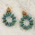 Wood dangle earrings, 'Adipa in Turquoise' - Artisan Crafted Beaded Wood Dangle Earrings from Ghana (image 2) thumbail