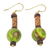 Upcycled dangle earrings, 'Simplicity Globes' - Hand Crafted Sese Wood and Upcycled Plastic Dangle Earrings thumbail