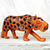 Wood sculpture, 'African Leopard' - Hand Carved and Painted Wood Sculpture of an African Leopard