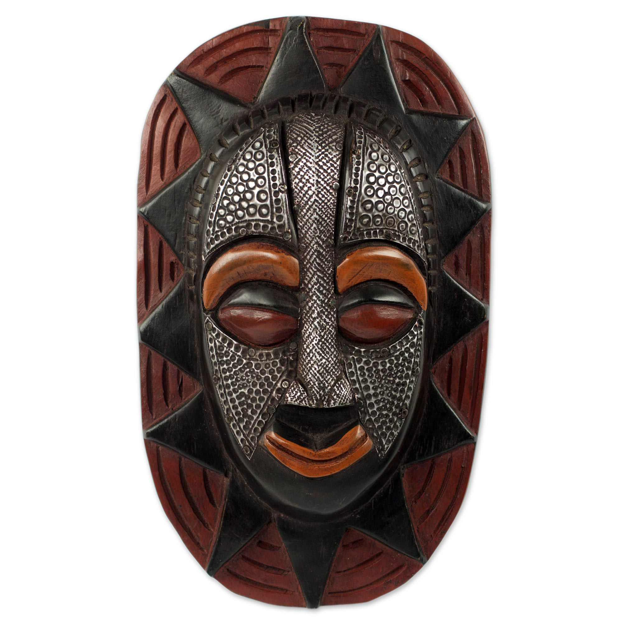 Dazzling Wood Mask with Aluminum Adornment and Dark Color - Sun Mask ...