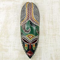 African wood mask, 'Fearless Warrior'