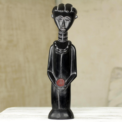 Escultura de madera - Escultura de madera ghanesa tallada y pintada a mano