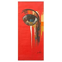 'Eye Sight I' - Signed Acrylic Painting on Canvas of Human Eye from Ghana