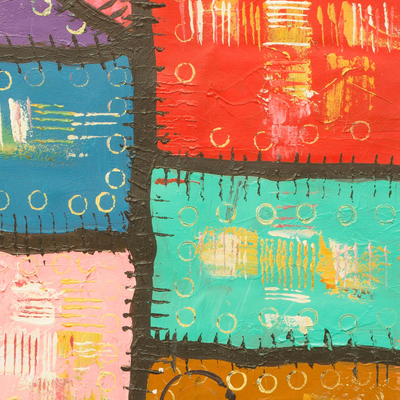 Schattierungen - Farbenfrohe abstrakte Malerei in Acryl aus Westafrika