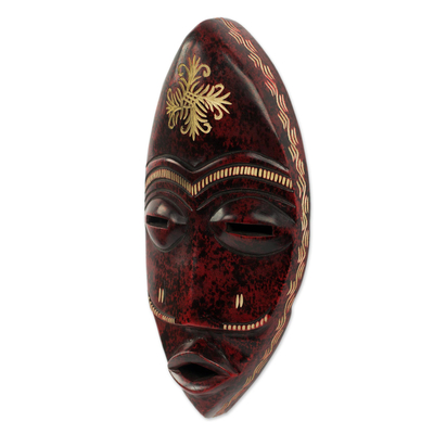 African wood mask, 'Tribal Frog' - Original African Wood Wall Mask Hand Crafted Oval Frog Face