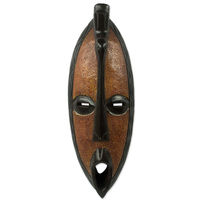 African wood mask, 'Borre' - Original African Rain Wood Mask Hand Crafted in Ghana