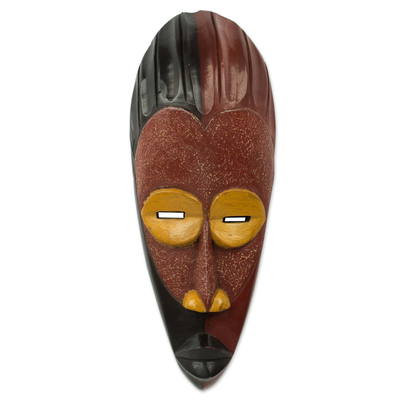 Afrikanische Holzmaske - Original afrikanische Wandmaske aus Licht und Schatten, handgefertigt