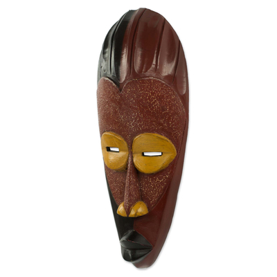 African wood mask, 'Dare Da Raana' - Original Light and Shadow African Wall Mask Artisan Crafted