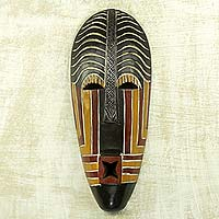 Máscara de madera africana, 'Fito' - Máscara de pared africana silbante Decoración de pared artesanal hecha a mano