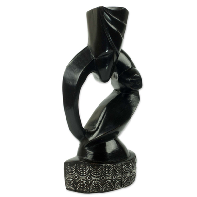 Wood sculpture, 'Blessed Motherhood' - Artisan Hand Carved Sculpture of Mother and Child