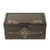 Wood decorative box, 'Sika Korkoo Kwrabia in Brown' - Decorative Wood Box with Aluminum from West Africa
