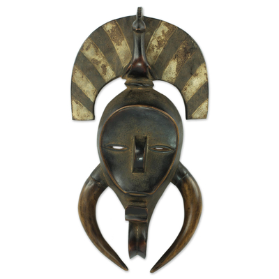 Afrikanische Holzmaske, 'Baule-Elefant'. - African Royal Baule Elephant Walk Maske von Hand gefertigt