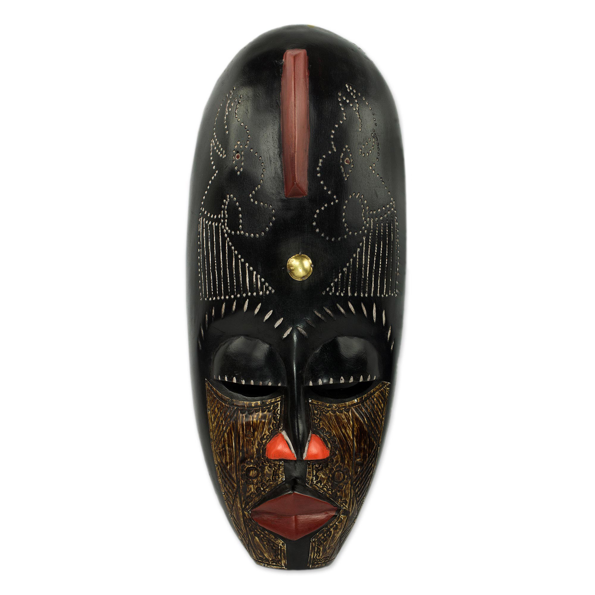 Hand Crafted West African Wood Wall Mask from Ghana - Biombo II | NOVICA