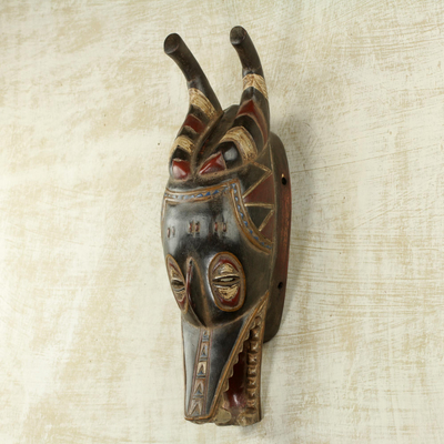 Afrikanische Holzmaske - Authentische Guro-Zamble-Maske, handgeschnitzt aus Sese-Holz