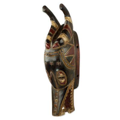 Máscara de madera africana - Auténtica máscara de Guro Zamble tallada a mano en madera de sesé