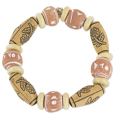 Wood and recycled plastic beaded bracelet,