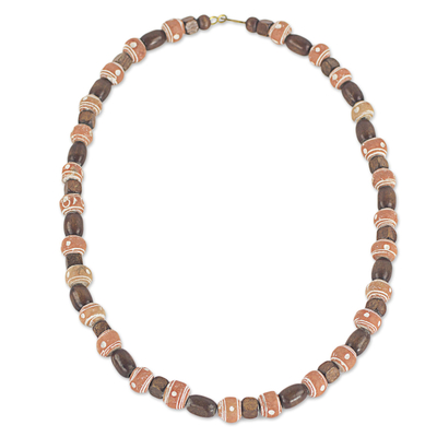 Artisan Crafted Ghanaian Wood and Terracotta Beaded Necklace