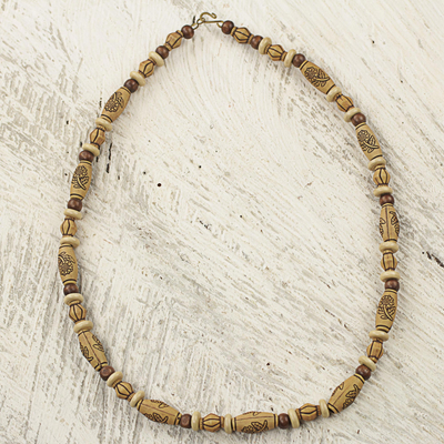 Wood and recycled plastic beaded necklace, Desert Mirage