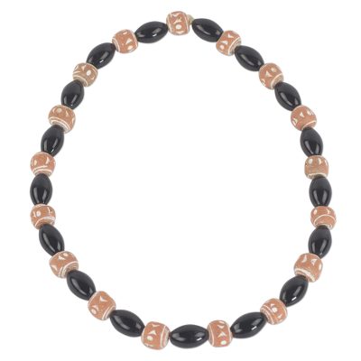 Hand Crafted Agate and Terracotta Beaded Stretch Necklace