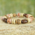 Wood beaded stretch bracelet, 'Strong' - Recycled Plastic Sese Wood Beaded Stretch Bracelet (image 2b) thumbail