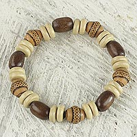 Featured review for Wood and ceramic beaded bracelet, Feminine Beauty