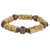 Wood and recycled plastic stretch bracelet, 'Chocolate Escape' - Artisan Crafted Sese Wood Recycled Plastic Stretch Bracelet (image 2d) thumbail