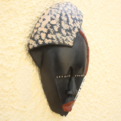 African wood mask, 'King's Child' - Hand-Carved African Tweneboa Wood Wall Mask of Woman