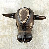 African wood mask, 'Bull from Bijagos'