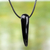 Leather and bull horn pendant necklace, 'Black Talon' - Handcrafted Unisex Necklace in Leather with Bull Horn