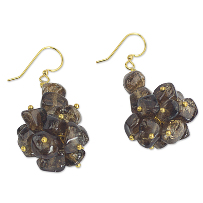 Brown Agate Cluster Earrings from West Africa