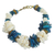Agate beaded bracelet, 'Ocean Spray' - Blue and White Agate Beaded Bracelet from West Africa