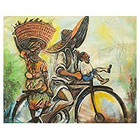 'Palm Nut Soup Tonight' (2015) - Original Signed Painting of a West African Family