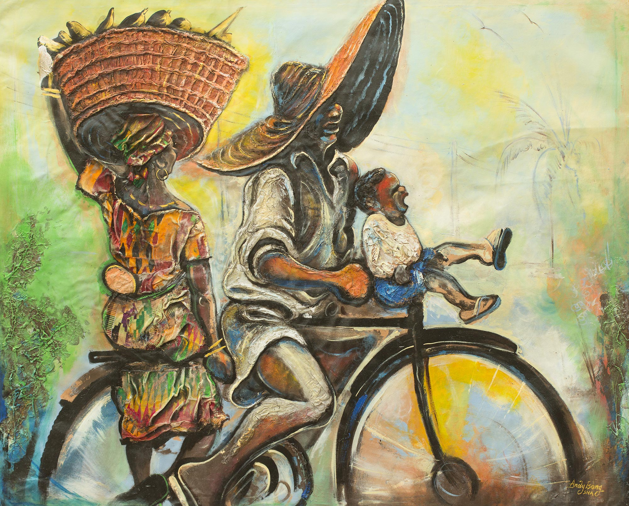 Original Signed Painting of a West African Family - Palm Nut Soup ...