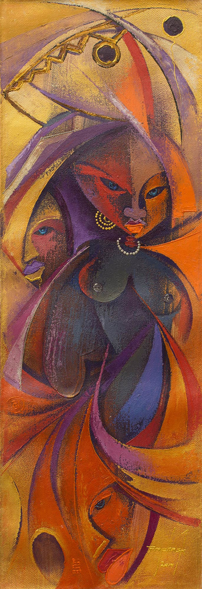 'Womanhood' - Pintura expresionista original de una mujer de África occidental
