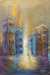 'Perseverance' - Acrylic Expressionist Painting Cityscape from West Africa