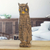 Wood sculpture, 'Watchful Owl' - Wooden Upright Owl Sculpture Hand Carved in Ghana