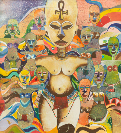 'Akuaba' - Cubist Painting of African Fertility Dolls