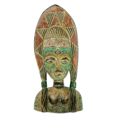 African wood mask, 'Good Woman' - West African Handcarved Wood Mask of Woman