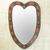 Wood wall mirror, 'Odo' - Hand Made Heart Shaped Wood Wall Mirror from West Africa (image 2) thumbail