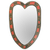 Wood wall mirror, 'Odo' - Hand Made Heart Shaped Wood Wall Mirror from West Africa thumbail