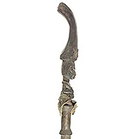 Hand Crafted Sese Wood Decorative Walking Stick from Ghana,'God of Thunder'