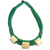 Torsade-Halskette aus Leder und Knochen - Handgefertigte grüne Halskette aus Leder mit Knochenquadraten